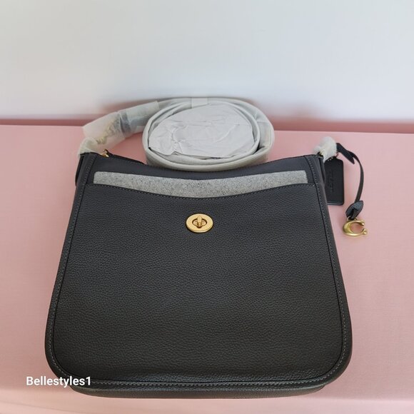 COACH Chaise Pebbled Leather Crossbody Bag- Black color $238. - Picture 6 of 16